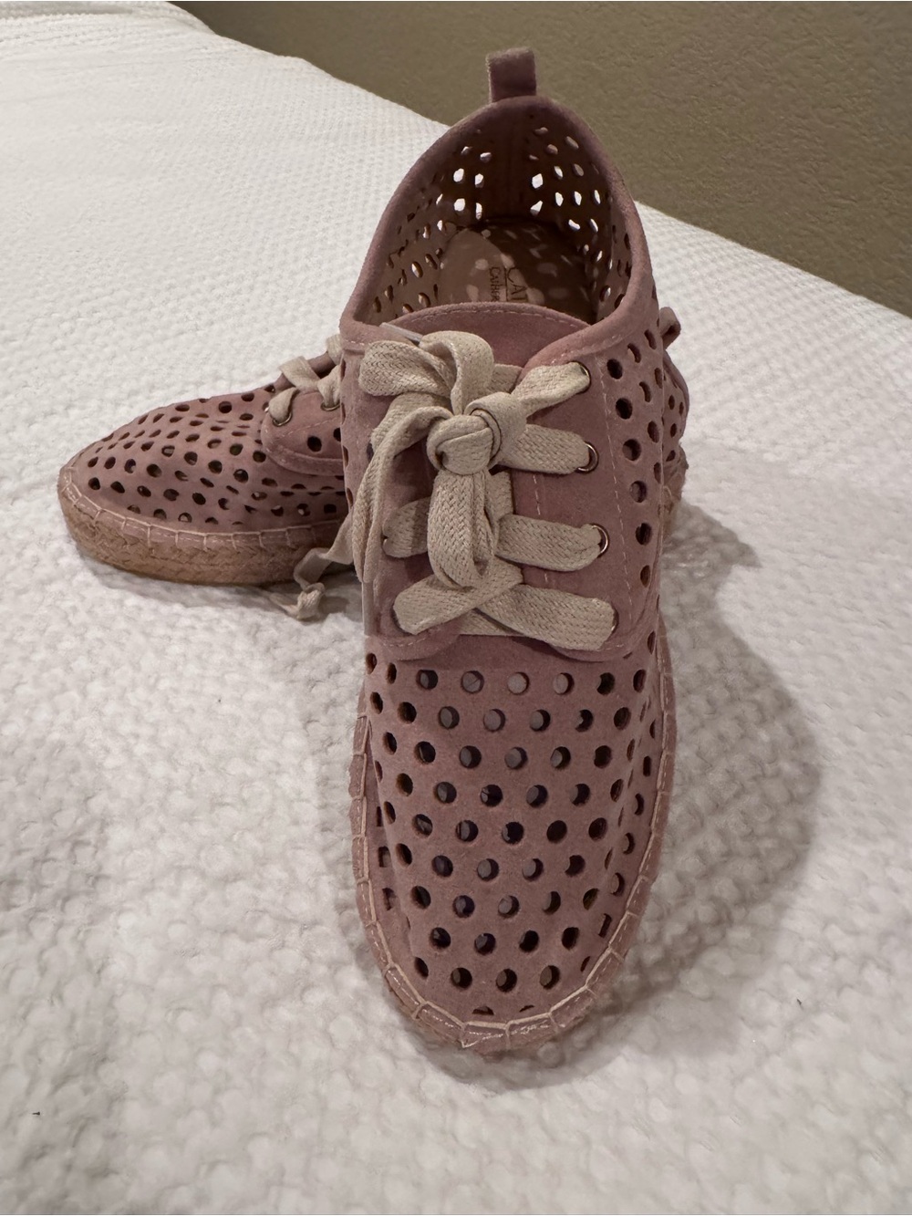 Women’s Perforated Lace-Up Espadrille Sneakers - Dusty Rose